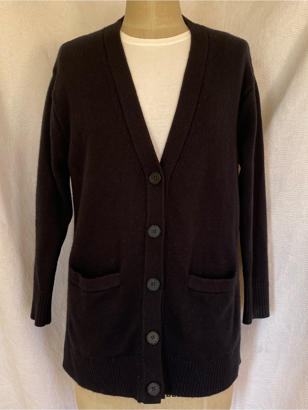 Club Monaco Black V-Neck Button Cardigan Wool Blend